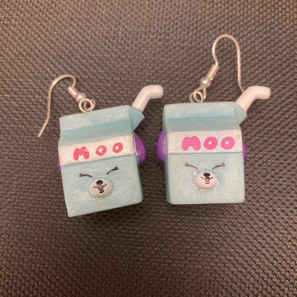 Shopkins Milk earrings